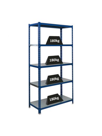 Schwerlastregal METAL SHARK | HxBxT 180x90x40cm | Fachlast 180kg | Blau-Verzinkt