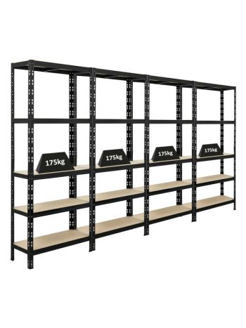 Mega Deal | 4x Schwerlastregal APOLLO | HxBxT 180x75x30 cm | Fachlast 175kg | Schwarz
