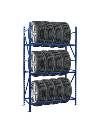 Reifenregal MAXIMUS | Grundregal | HxBxT 200x125x50cm | 3 Ebenen | 130kg Fachlast | bis zu 15 Reifen | Lichtblau