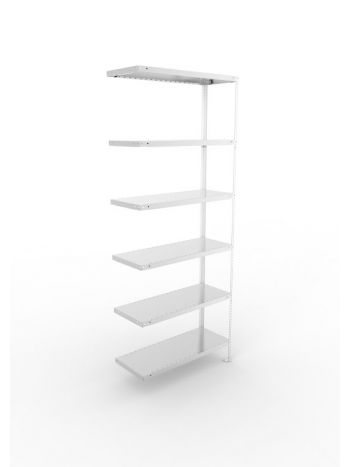 Meta Fachbodenregal Schraubsystem FIX | Anbauregal | HxBxT 250x100x40cm | 6 Ebenen | Fachlast 100kg | Einseitig nutzbar | Verzinkt