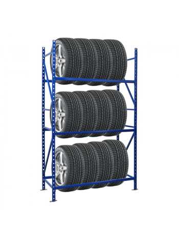 Reifenregal MAXIMUS | Grundregal | HxBxT 200x125x50cm | 3 Ebenen | 130kg Fachlast | bis zu 15 Reifen | Lichtblau