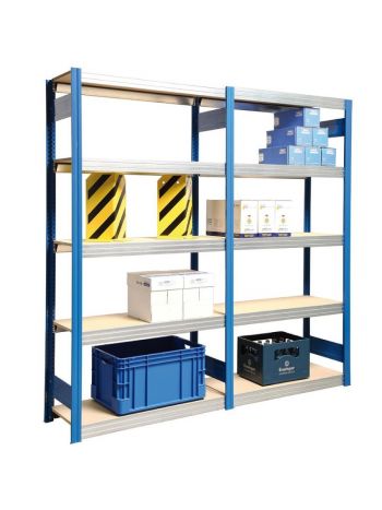 Weitspannregal FALKE | Medium-Duty | Grundregal | HxBxT 200x88x50cm | 5 Ebenen | Fachlast 250kg | Enzianblau