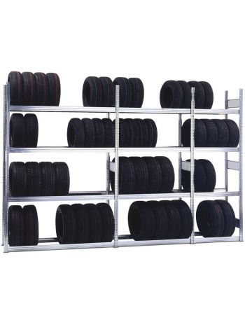 Reifenregal GRIP Stecksystem | Grundregal | Tall | HxBxT 200x170x50cm | 3 Ebenen | Fachlast 250kg | Verzinkt