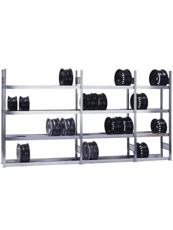 Felgenregal GRIP Stecksystem | Grundregal | Tall | HxBxT 200x101x30cm | 4 Ebenen | Fachlast 250kg | Verzinkt