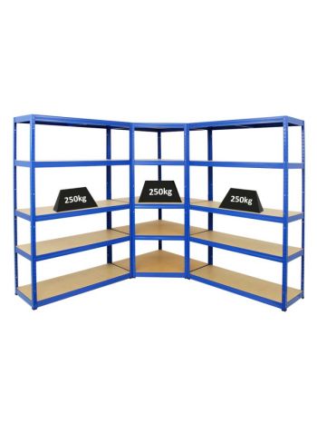 Mega Deal | 1x Eckregal + 2x Schwerlastregal Big Elephant S | Fachlast 250 kg | Blau