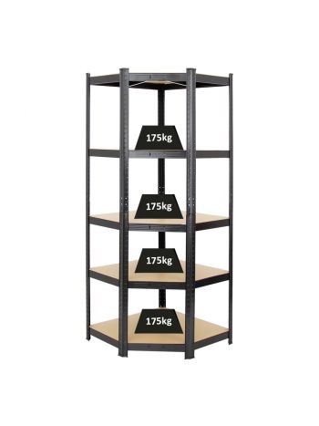 Eckregal Ragnar | HxBxT 180x90x60cm | Fachlast 175kg | Schwarz