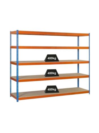 Schwerlastregal HxBxT 200x120x45cm | Fachlast 400kg | Blau-Orange