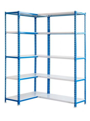 Eckregal METAL SHARK | HxBxT 180x100x40cm | Fachlast 80kg | Blau