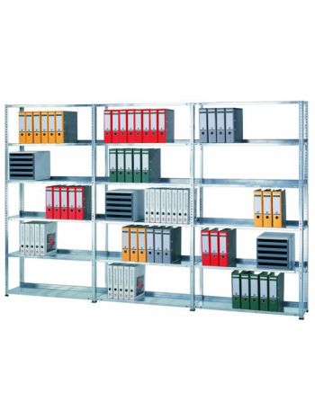 Schulte Büro-Fachbodenregal MULTIplus150 Schraubsystem mit Mittelanschlag | Anbauregal | Fachlast 150kg | 230x100x60cm | 6 Ebenen | Beidseitig nutzbar | Lichtgrau