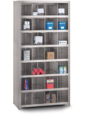 Kleinteileregale Schraubsystem | Grundregal | HxBxT 200x100x50cm | 7 Ebenen | mit 28 Fächern | Fachlast 200kg | Verzinkt